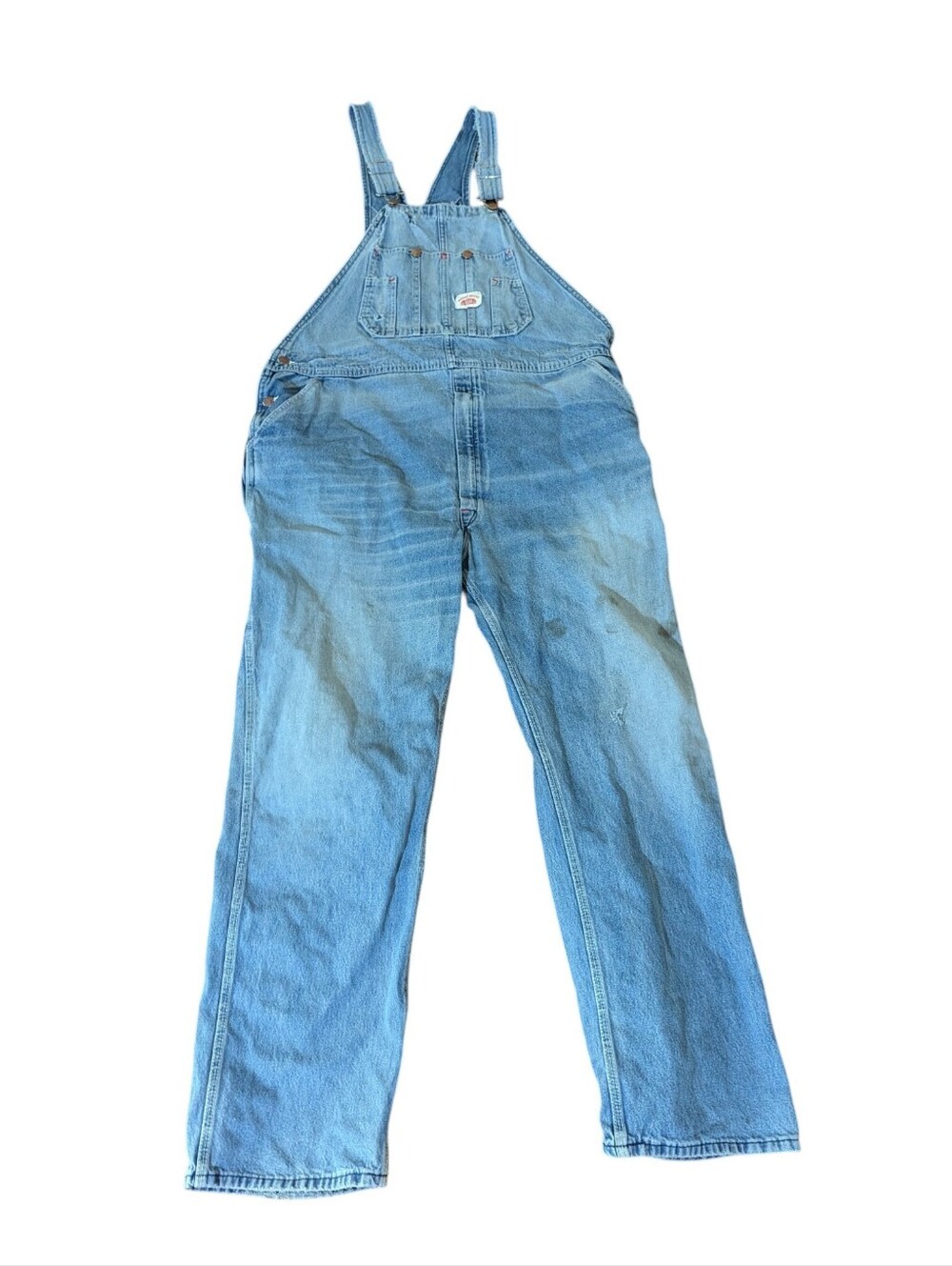 Vtg. Round House Light Blue Denim Overalls Authentic Kansas Farmer Thrashed - Picture 10 of 11